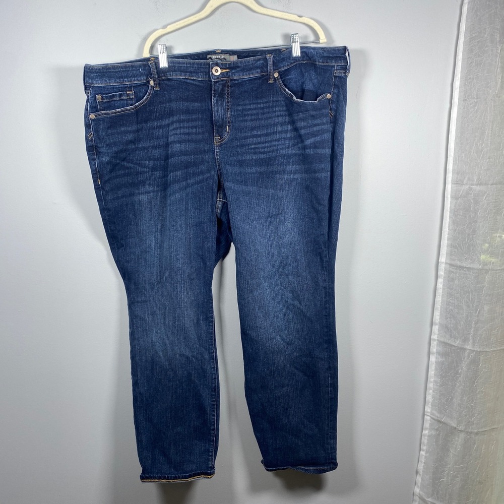 Torrid Boyfriend Straight Jeans Womens 26R Dark Wash Vintage Stretch Denim